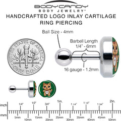 Christmas Holiday Gingerbrread Kitty Cat Tragus Cartilage Earring by Onyx O