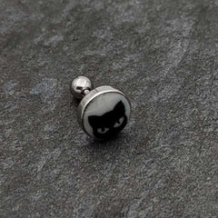 16G Glow in the Dark Peeking Black Cat Tragus Cartilage Earring by Onyx O