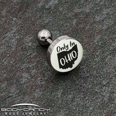 16G 1/4 Glow in the Dark Only in Ohio Tragus Cartilage Earring by Onyx O