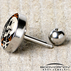 16G 1/4 Peace Sign Skeleton Tragus Cartilage Earring by Onyx O