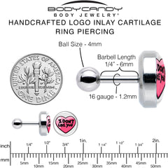16GI Don't Like You Valentine Heart Tragus Cartilage Earring