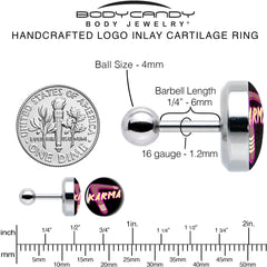 16G 1/4 Karmic Boomerang Tragus Cartilage Earring by Onyx O