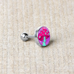 16G 1/4 Funky Floral Mushroom Cartilage Tragus Earring by Onyx O