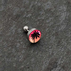 16G 1/4 Red Sunset Palm Tree Cartilage Tragus Earring by Onyx O