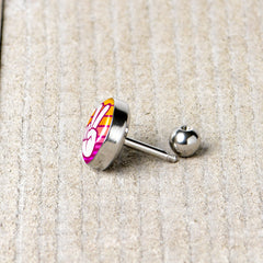 16G 1/4 Retro Stripes Peace Sign Fingers Cartilage Tragus Earring by Onyx O