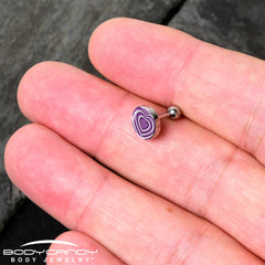 16G 1/4 Purple Retro Heart Tragus Cartilage Earring by Onyx O