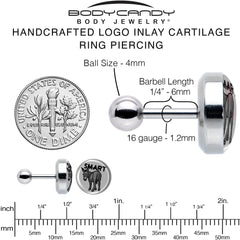 16G 1/4 Donkey Smart Ass Tragus Cartilage Earring by Onyx O