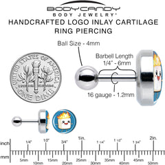 16G 1/4 Burning Marshmallow Tragus Cartilage Earring by Onyx O