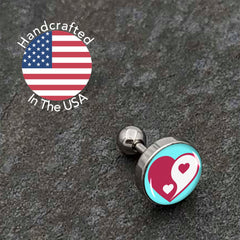 16G 1/4 Love Yin Yang Heart Cartilage Tragus Earring by Onyx O