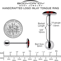 Black Red 4 Ever Emo Barbell Tongue Ring by Onyx O