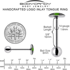 Logo Baked Stoner Barbell Tongue Ring by Onyx O