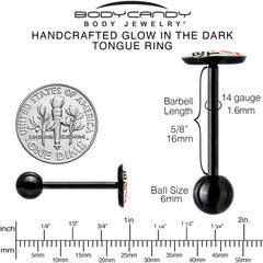 Glow in the Dark Black Anodized Keep it 100 Barbell Tongue Ring by Onyx O