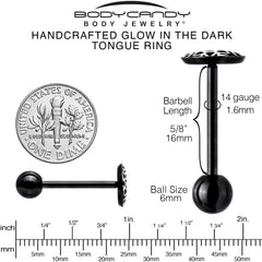 Black Glow in the Dark Holiday Snowflake Tongue Ring by Onyx O