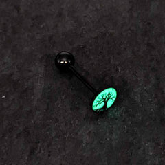 Glow in the Dark Black Anodized Tree of Life Barbell Tongue Ring by Onyx O