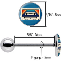 Retro Cassette Tape Barbell Tongue Ring by Onyx O