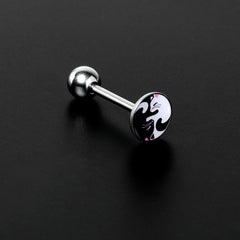 Cute Kitty Cat Yin Yang Barbell Tongue Ring by Onyx O