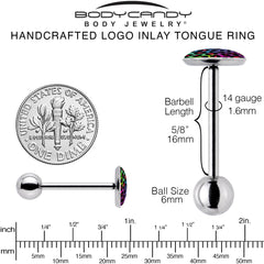 Rainbow Cheetah Print Barbell Tongue Ring by Onyx O