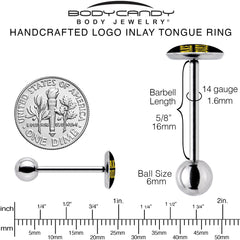 Black Yellow Fake Adult Barbell Tongue Ring by Onyx O
