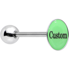 Custom Glow in the Dark Logo Stainless Steel Barbell Tongue Ring