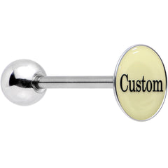 Custom Glow in the Dark Logo Stainless Steel Barbell Tongue Ring