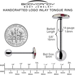Valentine Heart Skull Barbell Tongue Ring