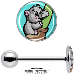 Cute Biting Baby Hippo Barbell Tongue Ring