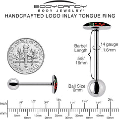 Jolly AF Festive Holiday Barbell Tongue Ring by Onyx O