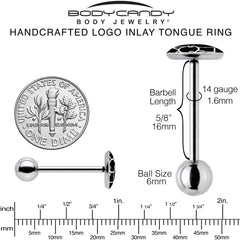 Black and White Kitty Cat Barbell Tongue Ring by Onyx O
