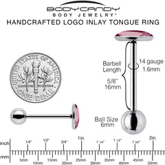 Pinkish Melting Heart Barbell Tongue Ring by Onyx O