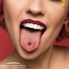Crescent Moon Heart Barbell Tongue Ring by Onyx O