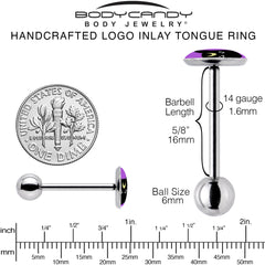 Black Mystic Kitty Cat Barbell Tongue Ring by Onyx O