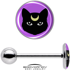 Black Mystic Kitty Cat Barbell Tongue Ring by Onyx O