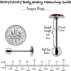 Red Sunset Palm Tree Barbell Tongue Ring by Onyx O