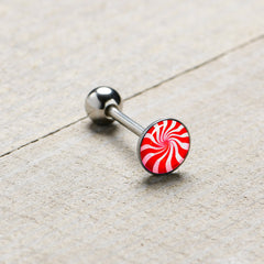 Holiday Peppermint Candy Barbell Tongue Ring