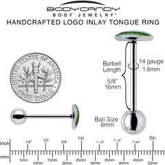 Green Pickle Barbell Tongue Ring by Onyx O