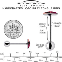 Palm Tree Retro Sunset Barbell Tongue Ring by Onyx O