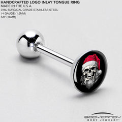 Holiday Skeleton Santa Claus Barbell Tongue Ring by Onyx O