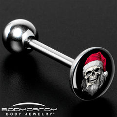 Holiday Skeleton Santa Claus Barbell Tongue Ring by Onyx O