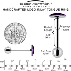 Purple Black Simple Skull Barbell Tongue Ring by Onyx O