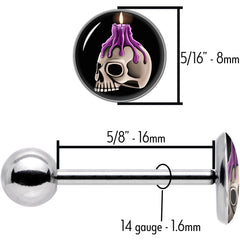 Burning Skull Candle Barbell Tongue Ring by Onyx O