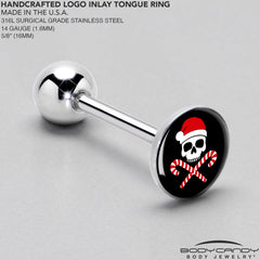 Santa Pirate Candy Cane Barbell Tongue Ring by Onyx O