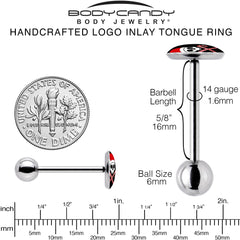 Santa Pirate Candy Cane Barbell Tongue Ring by Onyx O