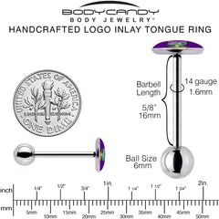 Colorful Lighting SLAY Barbell Tongue Ring by Onyx O