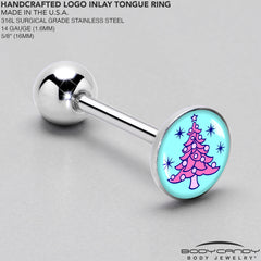 Pastel Christmas Tree Barbell Tongue Ring by Onyx O
