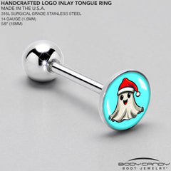 Holiday Christmas Spirit Ghost Barbell Tongue Ring by Onyx O
