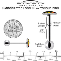 Christmas Holiday Pizza Tree Barbell Tongue Ring by Onyx O