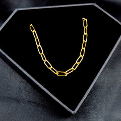 Stainless Steel Gold Tone PVD Paper Clip Link Chain Necklace
