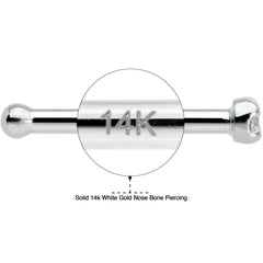 18G Solid 14k White Gold 1.5mm Genuine Diamond Nose Bone