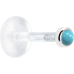 16G 5/16 Solid 14K White Gold 2mm Genuine Turquoise Bioplast Tragus Earring Stud