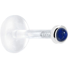 16G 5/16 Solid 14K White Gold 2mm Genuine Blue Lapis Lazuli Bioplast Tragus Earring Stud